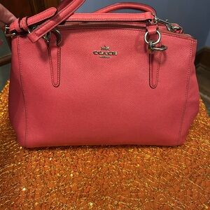 Coach Coral Pink Pebbled Leather Satchel